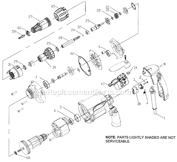 Page A Diagram and Parts List for 4610 Type 1 Porter Cable Electric Drill
